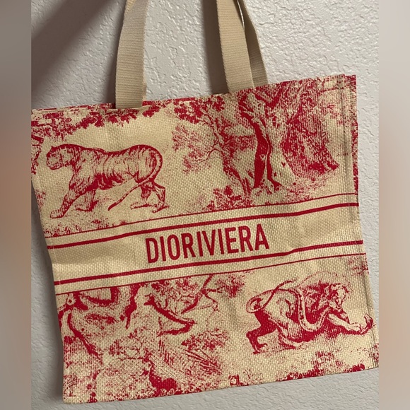 Dior Red and Cream Toile de Jouy Tote - Picture 2 of 4